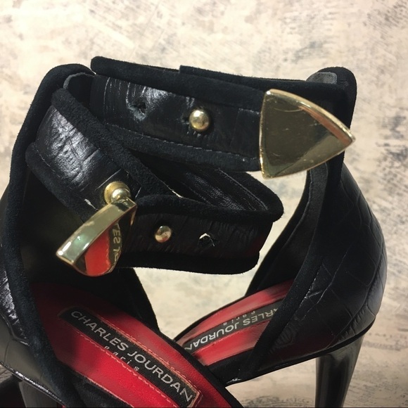Charles Jourdan Paris Raven Ankle Strap Black Pump - Picture 15 of 15